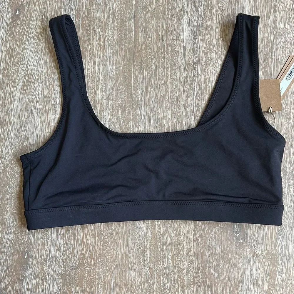 SKIMS Signature Swim Tank Bikini Top & Mid Waist Bottom Onyx Size M